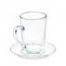 Чаша с чинийка Прозрачен Cтъкло 200 ml (6 броя)