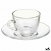 Chávena com Prato Transparente Vidro 85 ml (6 Unidades)