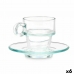 Kopp med tallerken Gjennomsiktig Glass 90 ml (6 enheter)