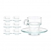 Chávena com Prato Transparente Vidro 90 ml (6 Unidades)