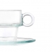 Chávena com Prato Transparente Vidro 90 ml (6 Unidades)