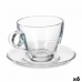 Tasse avec sous-tasse Transparent verre 170 ml (6 Unités)
