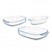 Set van trays Transparant Borosilicaatglas 700 ml 2 L 3,8 L (4 Stuks)