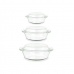 Saucepans Set Borosilicate Glass Transparent 700 ml 1 L 1,5 L (4 Units)
