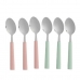 Set of Spoons Dessert Green Pink Silver Stainless steel Plastic 15,7 cm (12 Units)