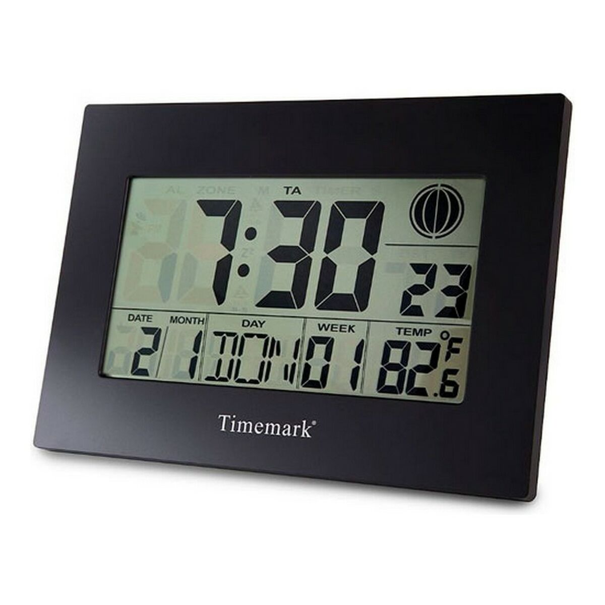 Wall Clock with Thermometer Timemark Black (24 x 17 x 2 cm) | Buy at wholesale price