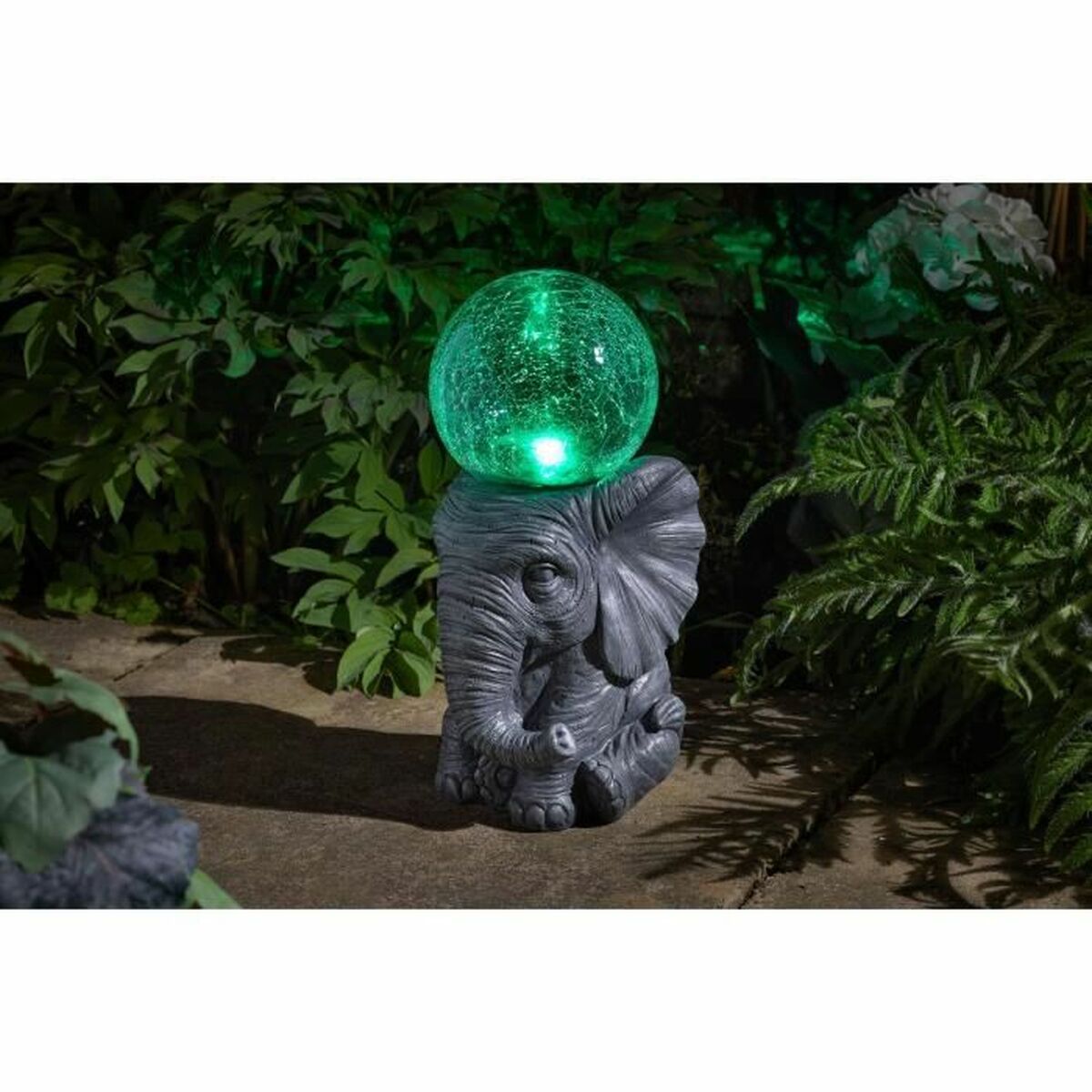 Solcellelampe elephant Hvit