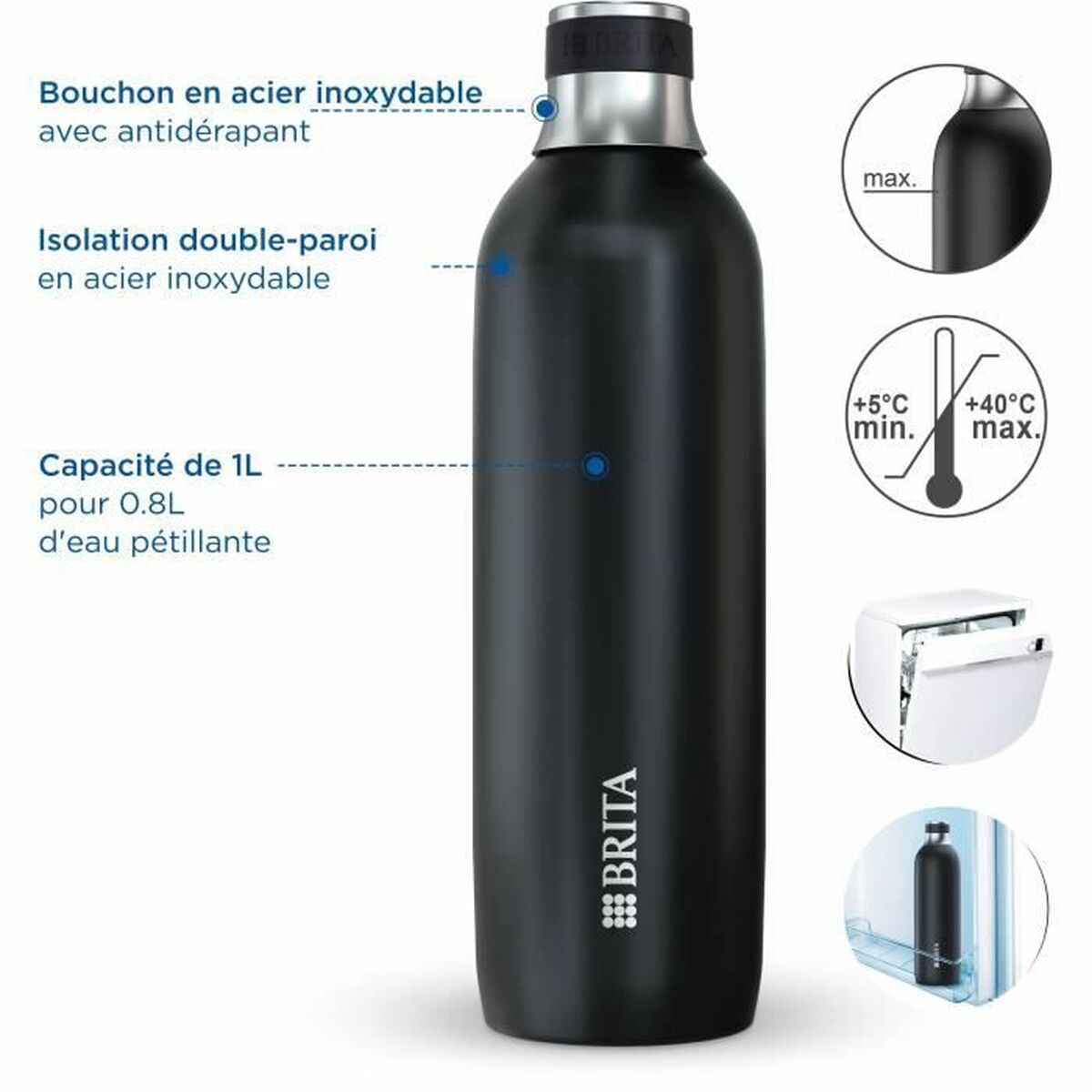 Termoska Brita Černý 1 L