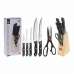 Set of Kitchen Knives and Stand Excellent Houseware Scissors 7 Pieces Black Wood Stainless steel polypropylene
