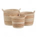 Set of Baskets Natural Beige 33 x 33 x 38 cm Natural Fibre (3 Pieces)