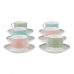 Set of Mugs with Saucers Porcelain 6 Pieces