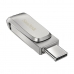 USB atmintukas SanDisk Ultra Dual Drive Luxe Sidabras Plienas 256 GB