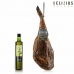 Sada: zadní šunka Ibérica de Bellota, olivový olej, držák na šunku Delizius Deluxe