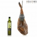 Sada: zadní šunka Ibérica de Cebo, olivový olej, držák na šunku Delizius Deluxe