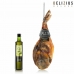 Sada: přední šunka sušená v komoře, olivový olej, držák na šunku Delizius Deluxe