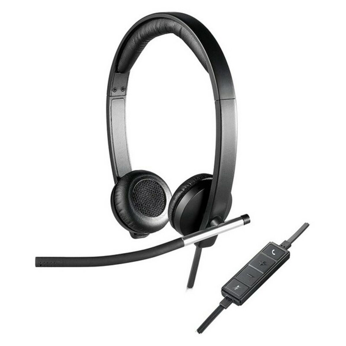 Auriculares com microfone Logitech H650E Preto Prateado