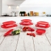 Rektangulær madkasse med Låg Ô Cuisine Cook & Store Rød 1,1 L 23 x 15 x 6,5 cm Silikone Glas (6 enheder)