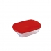Pravokotna Škatla za Malico s Pokrovom Ô Cuisine Cook & Store Rdeča 1,1 L 23 x 15 x 6,5 cm Silikon Steklo (6 kosov)
