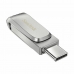 Micro-SD memóriakártya adapterrel SanDisk Ultra Dual Drive Luxe Ezüst színű Acél 64 GB