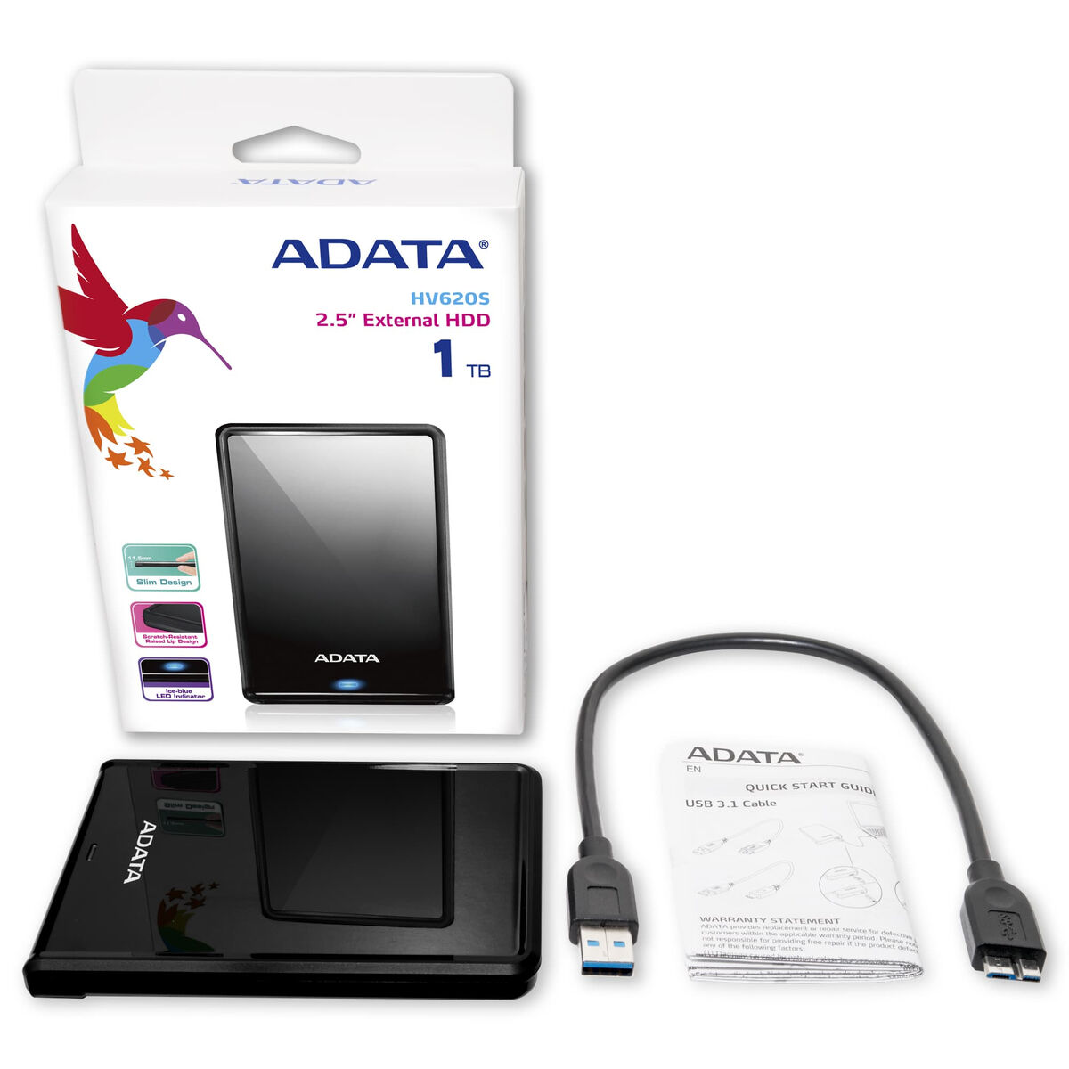 Ekstern harddisk Adata HV620S Sort 1 TB
