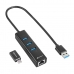 USB 4-vratni hub Sharkoon Črna