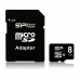 Mikro-SD Minnekort med Adapter Silicon Power SP008GBSTHBU1V10SP 8 GB