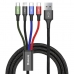 USB-kabel till mikro-USB, USB-C och Lightning Baseus CA1T4-B01 Svart 1,2 m