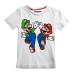 Детски Тениска с къс ръкав Super Mario Mario and Luigi Бял
