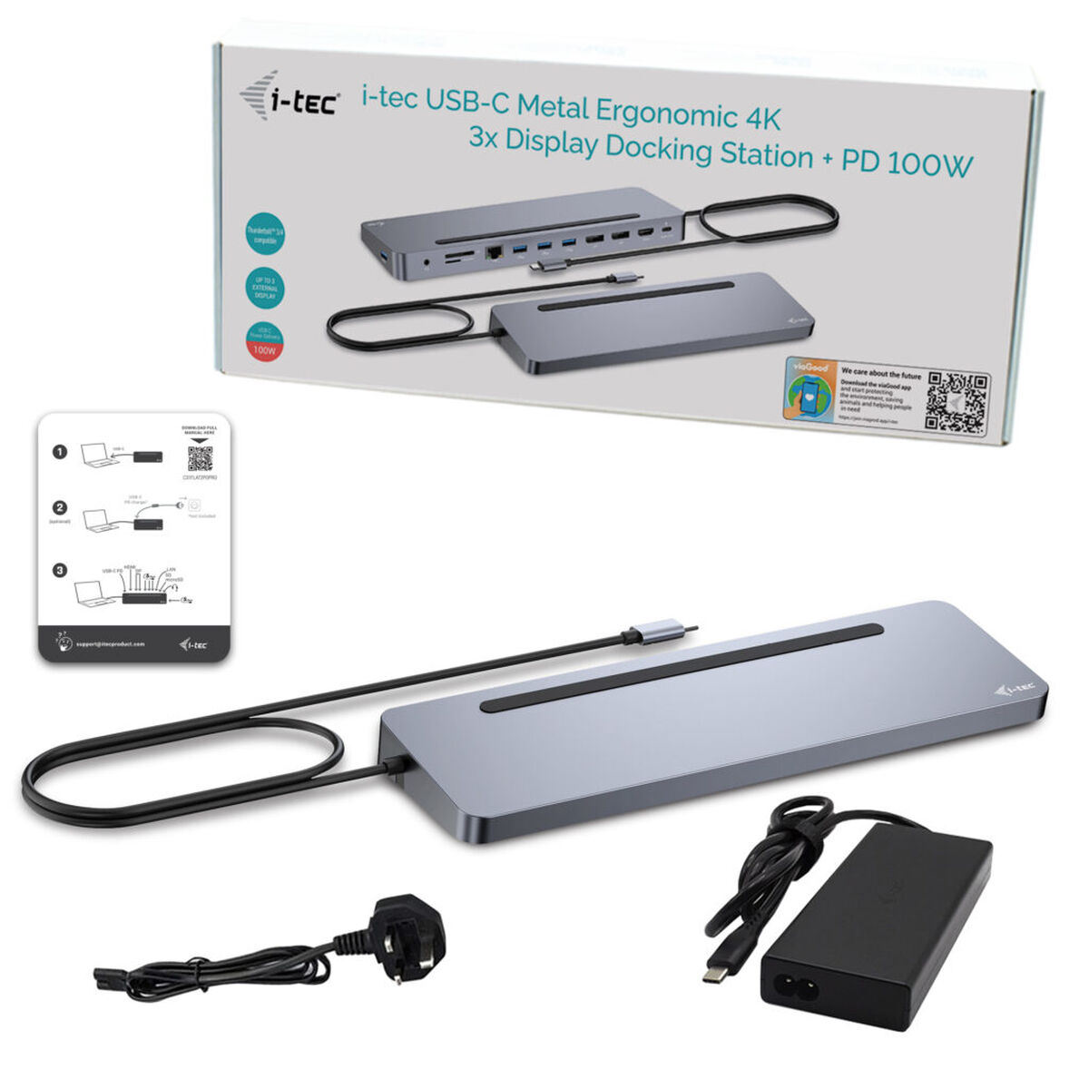 USB-C šakotuvas i-Tec C31FLAT2PDPRO Sidabras