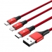 Câble USB vers Micro USB, USB-C et Lightning Unitek C4049RD Rouge 1,2 m