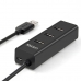 4 Portos USB Hub Unitek Y-3089 Fekete