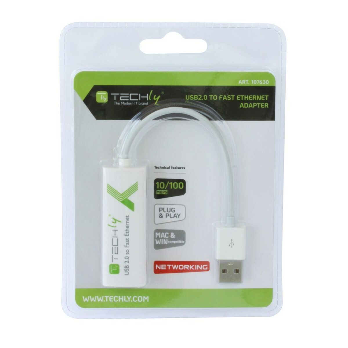 USB til Ethernet-Adapter Techly 107630 15 cm