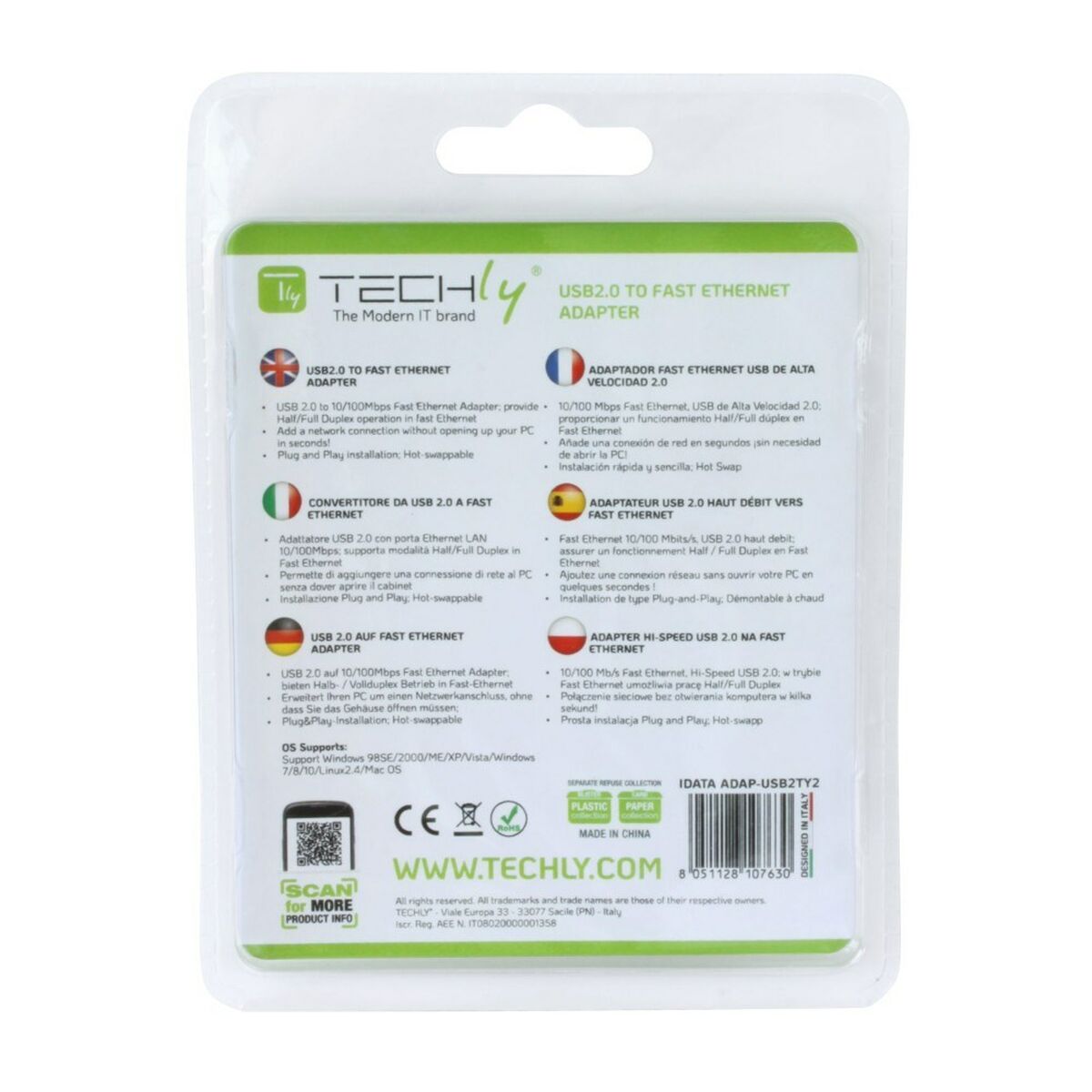 USB til ethernet-adapter Techly 107630 15 cm