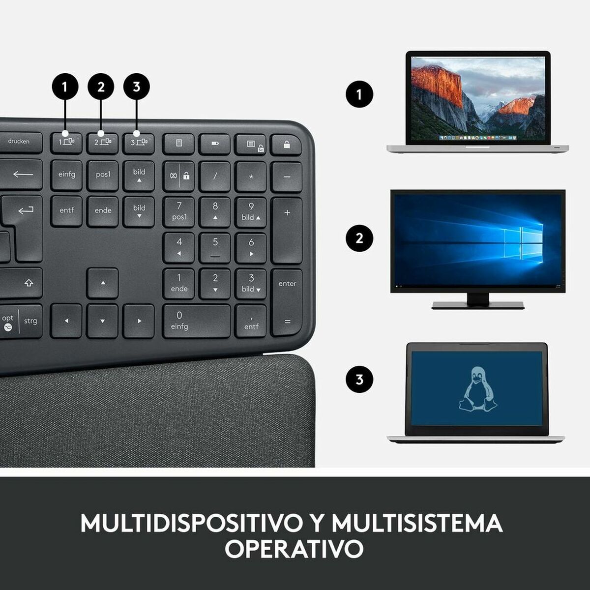 Keyboard Logitech Ergo K860 Graphite QWERTY