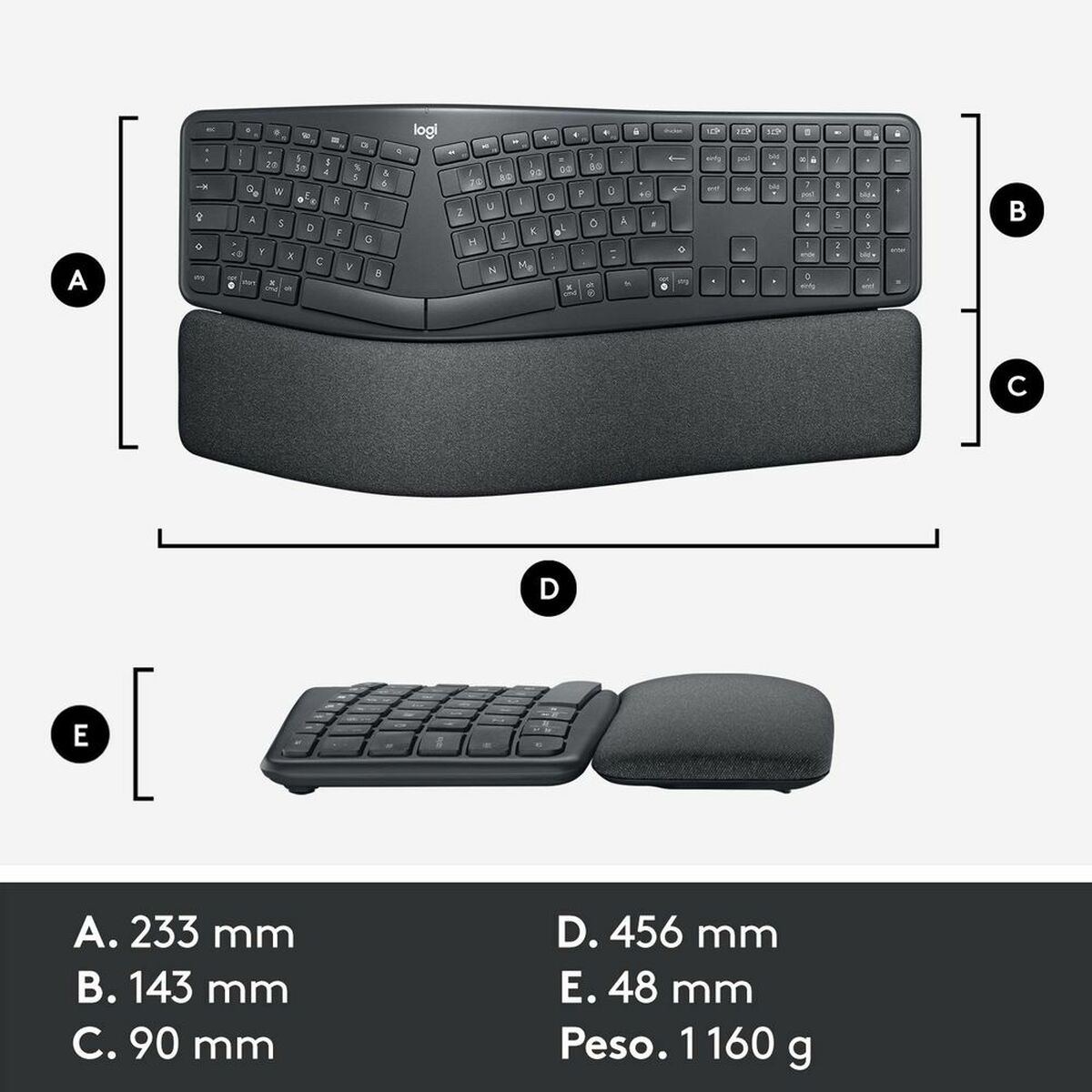 Clavier Logitech Ergo K860 Graphite QWERTY