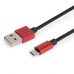 USB Kabel til mikro-USB Maillon Technologique MTPMUR241 Svart Rød 1 m (1 m)