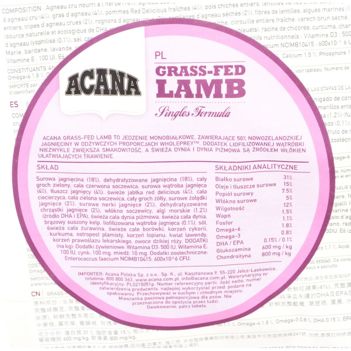 Foder Acana Grass-Fed Lamb Lam 2 Kg