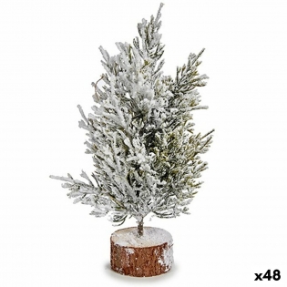Sapin de Noël 120 cm Blanc Marron Vert Bois Plastique (48 Unités)