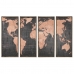 Keturios kadrų rinkinys DKD Home Decor Pasaulio žemėlapis Vintage 200 x 3,5 x 120 cm