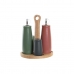 Condiment Set DKD Home Decor 19 x 16 x 22,5 cm Natural Pink Rubber wood White Green Stoneware