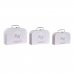 Set of decorative boxes DKD Home Decor 28 x 9,5 x 20 cm Pink Metal Multicolour Cardboard