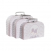 Set of decorative boxes DKD Home Decor 28 x 9,5 x 20 cm Pink Metal Multicolour Cardboard