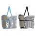 Plážová taška DKD Home Decor 44 x 23 x 62 cm Plátno Sivá Modrá Gaštanová zelená PVC (2 kusov)