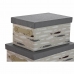 Set van opstapelbare opbergboxen DKD Home Decor Bruin Grijs Oranje 40 x 30 x 20 cm