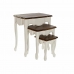 3 galdu komplekts DKD Home Decor Balts Brūns 60 x 40 x 66 cm