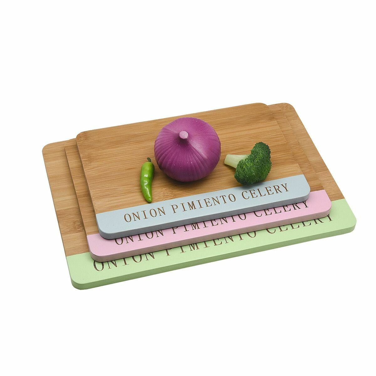 Cutting board DKD Home Decor Blue Green Pink Bamboo 33,5 x 22,4 x 1,2 cm | Buy at wholesale price