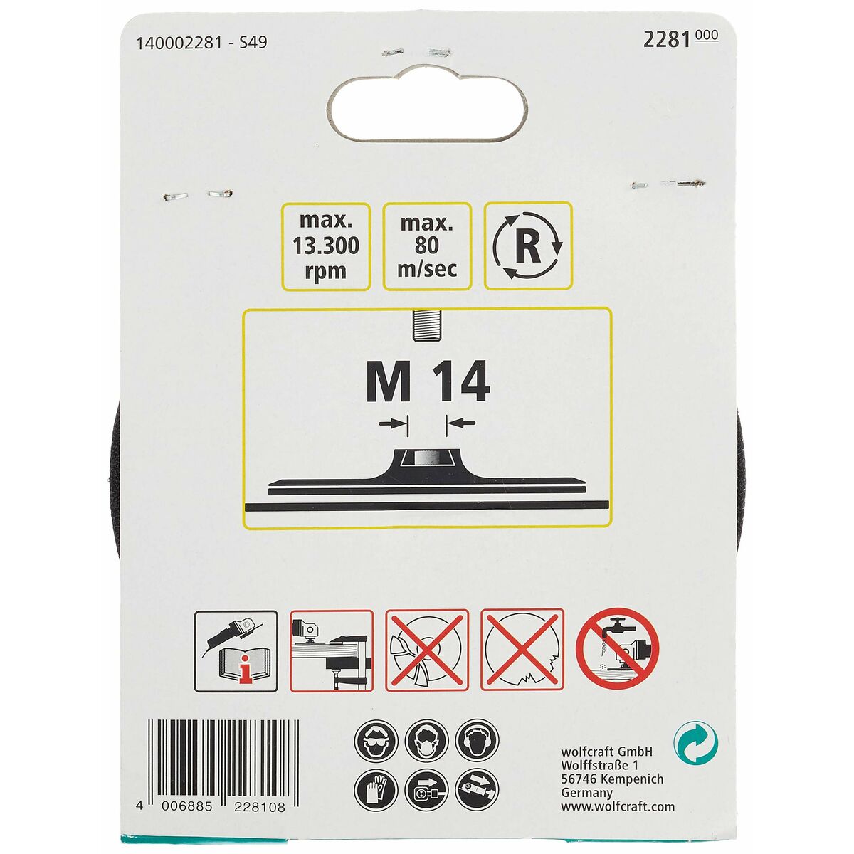 Backing pad Wolfcraft 2281000 M14