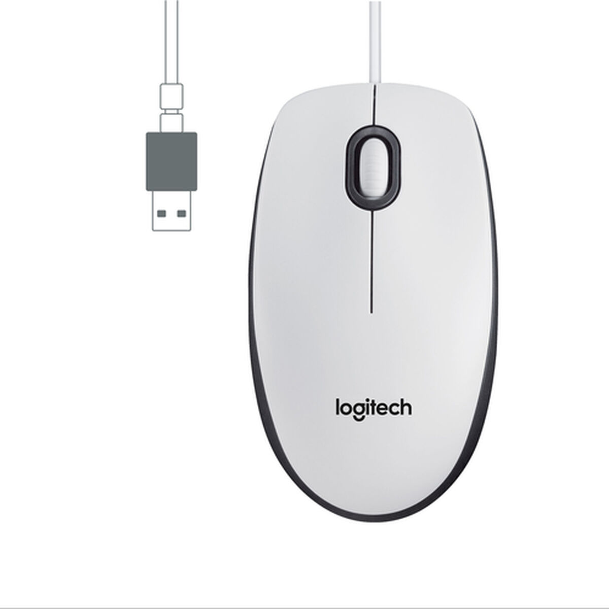 Datamus med Kabel og Optisksensor Logitech M100 Hvit 1000 dpi