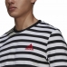 Camiseta de Manga Corta Hombre  Essentials Stripey  Adidas Embroidered Logo Negro