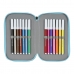 Троен несесер за моливи SuperThings Kazoom Kids Червен Светло син (12.5 x 19.5 x 5.5 cm) (36 Части)